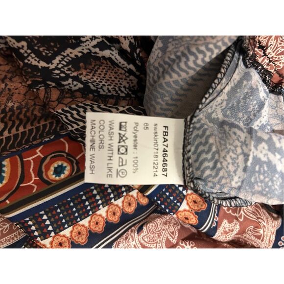 Floerns Women's Size XL Boho Elastic Waist Scarf Print Pleated Midi Skirt - Picture 9 of 9